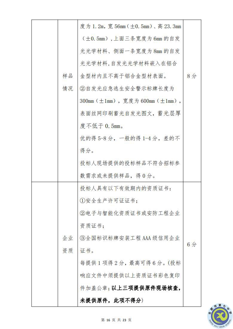 合肥七中運動場臺階自發(fā)光應急逃生安全標志建設項目招標公告(圖16)
